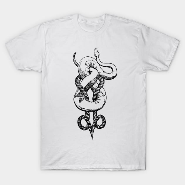 Snake with Rope T-Shirt by Minervalus-Art